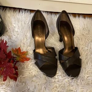 Maripe Brown leather Strappy Heels Sz 7